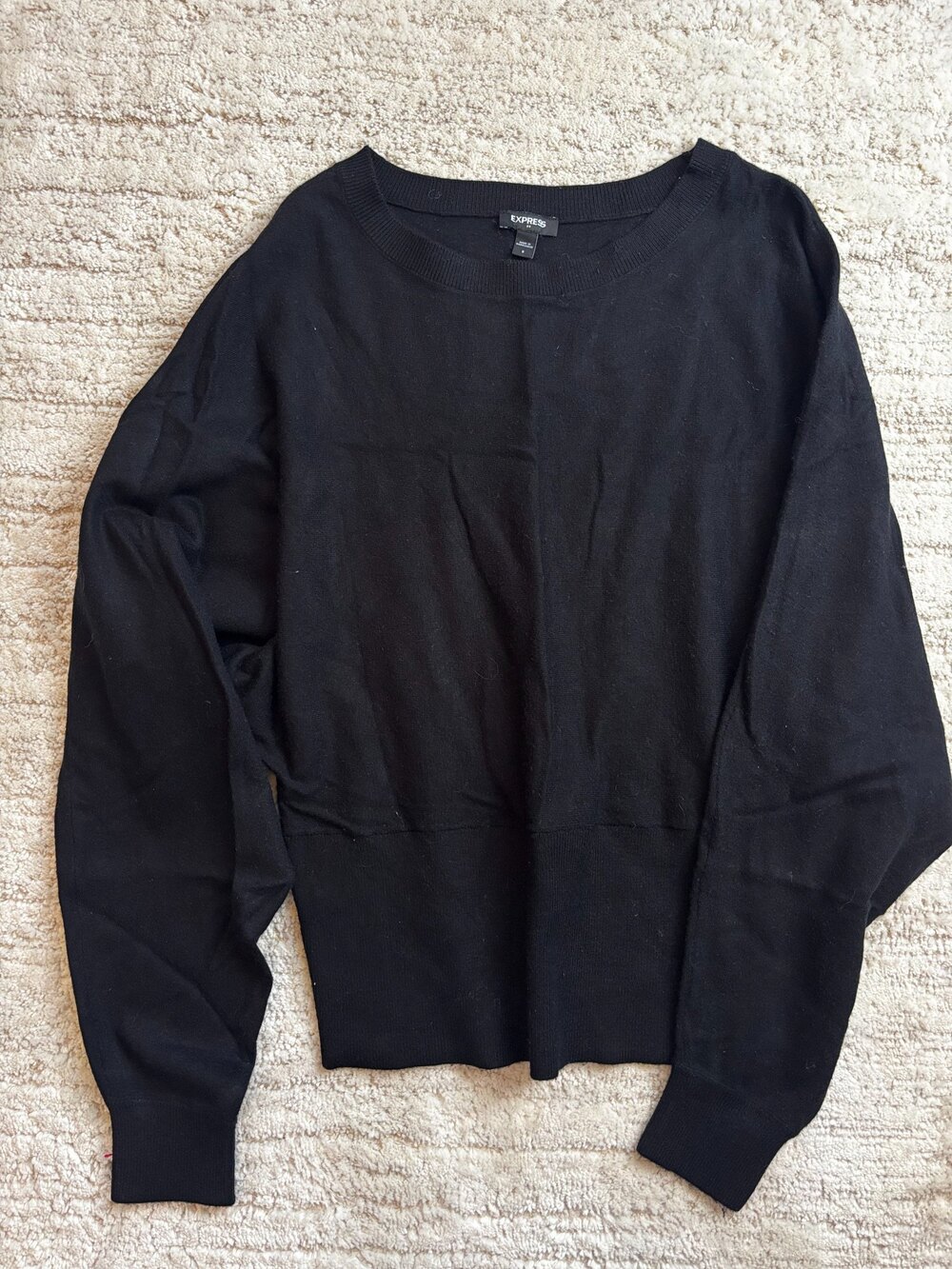 Express Black Ribbed Crewneck Sweater Size S